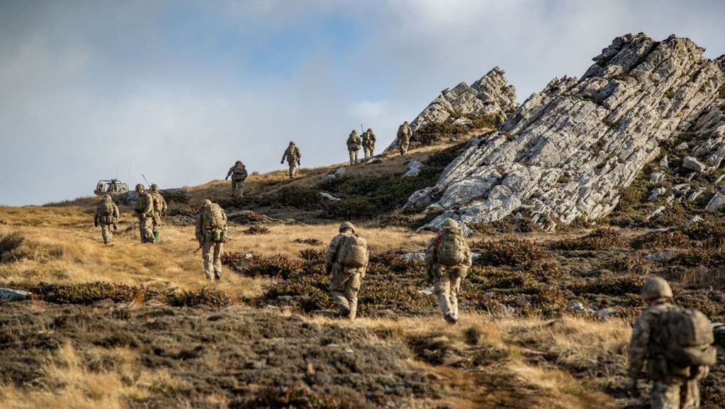 Imagen del último ejercicio militar en Malvinas. 13 de julio de 2021.