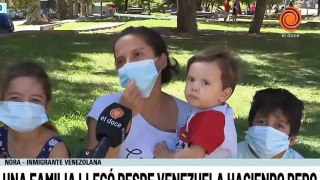 Una familia venezolana llegó a Córdoba a dedo