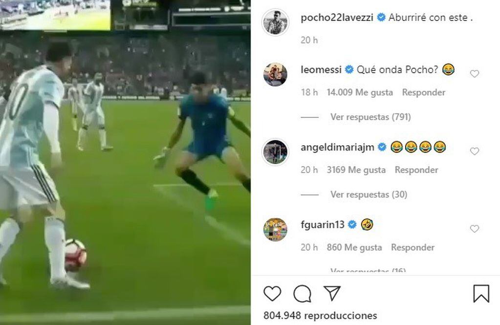 Leo reaccionó al ver las jugadas de antología que compartió el exdelantero de San Lorenzo. (Instagram)