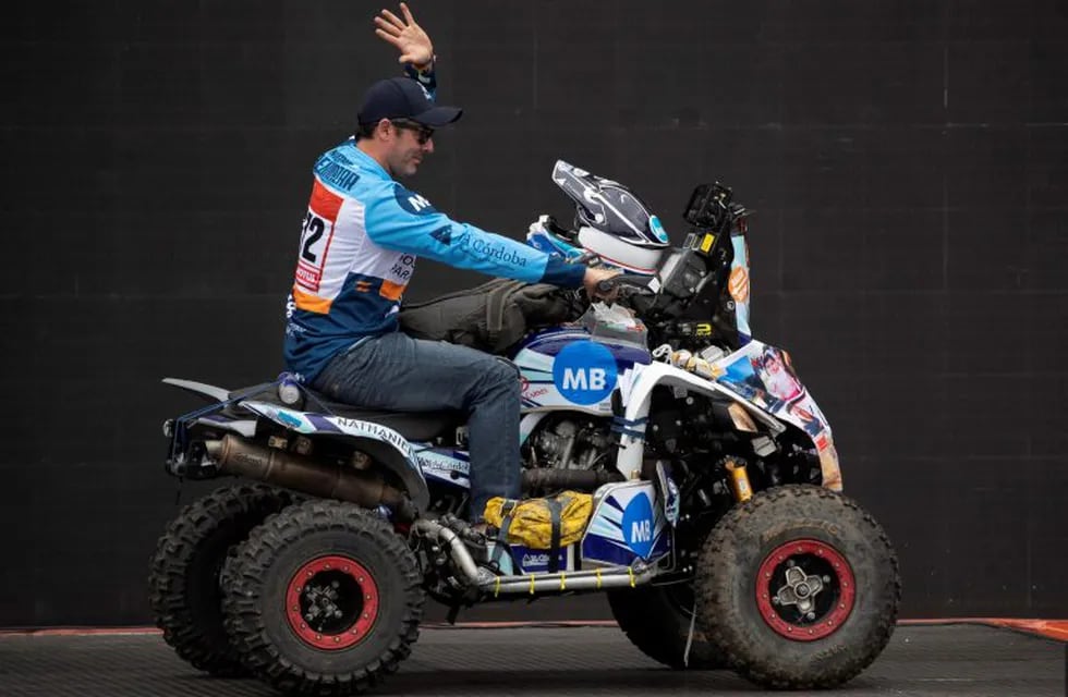 Jeddah (Saudi Arabia), 21/12/2019.- Argentinian quad driver Mariano Bennazar during the podium ceremony a day before the departure of the Rally Dakar 2020, in Jeddah, Saudi Arabia, 04 January 2020. The Rally Dakar takes place in Saudi Arabia from 05 to 17 January 2020. (Arabia Saudita) EFE/EPA/ANDRE PAIN