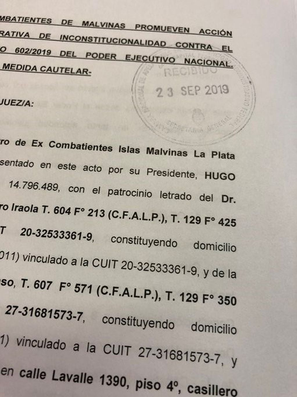 Presentación de inconstitucionalidad de CECIM La Plata