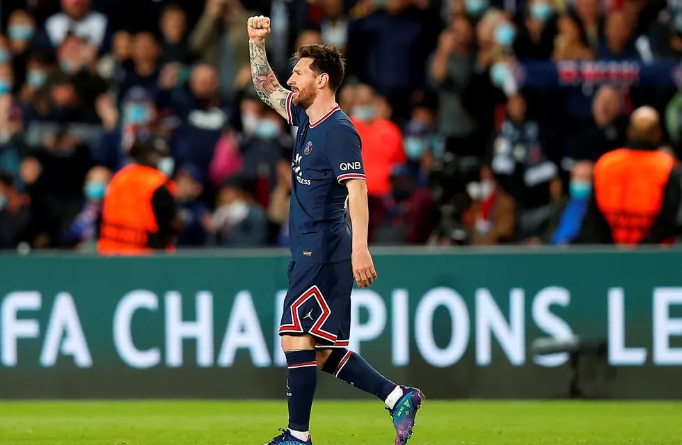 Lionel Messi luego de convertir su primer gol con el PSG