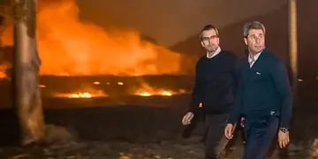 Sergio Uñac recorriendo la zona incendiada