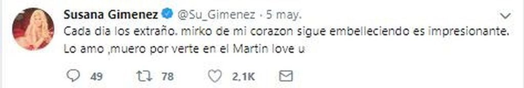 Susana Giménez ya había protagonizado un blooper al intentar escribirle un mensaje a Marley en Twitter