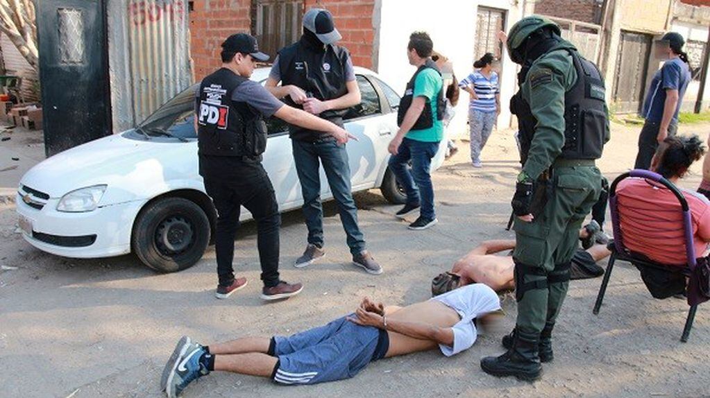 Detenidos en el operativo antidrogas en la zona del macrocentro. (Ministerio de Seguridad)