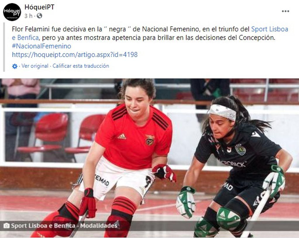 Flor Felamini, campeona del torneo de Primera División de hockey sobre patines de Portugal..