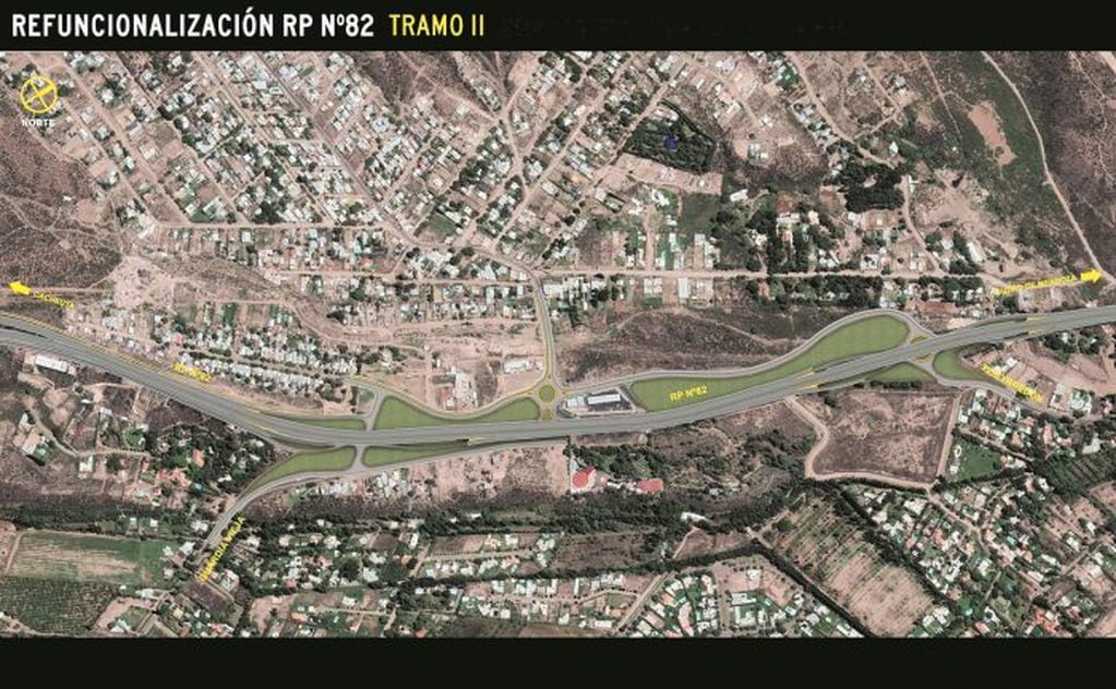 Vista aérea del proyecto de modernización de esta segunda etapa de la Panamericana. Gentileza Gobierno de Mendoza