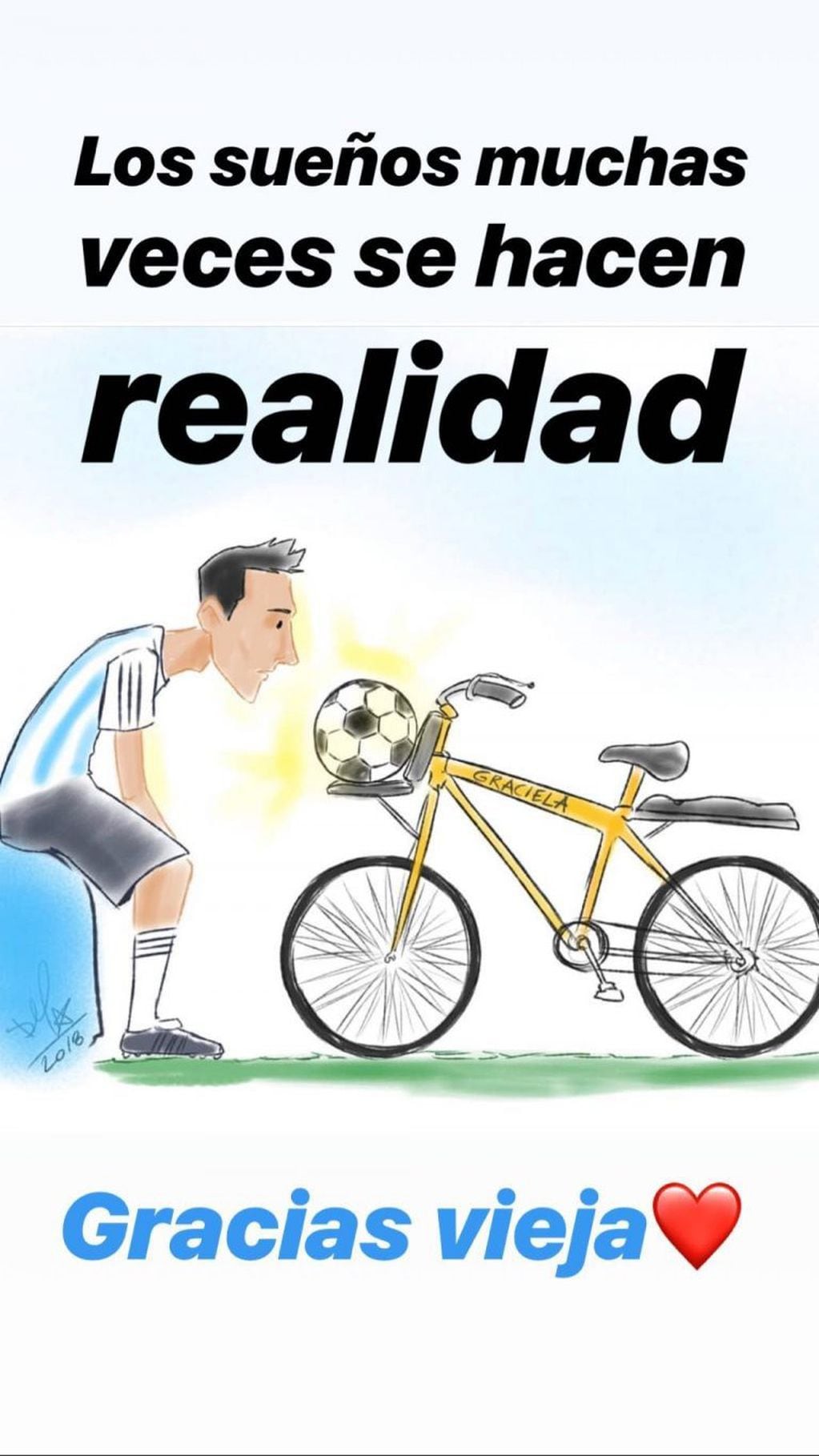 Ángel Di María publicó una caricatura con un mensaje para su madre. (@angeldimariajm)