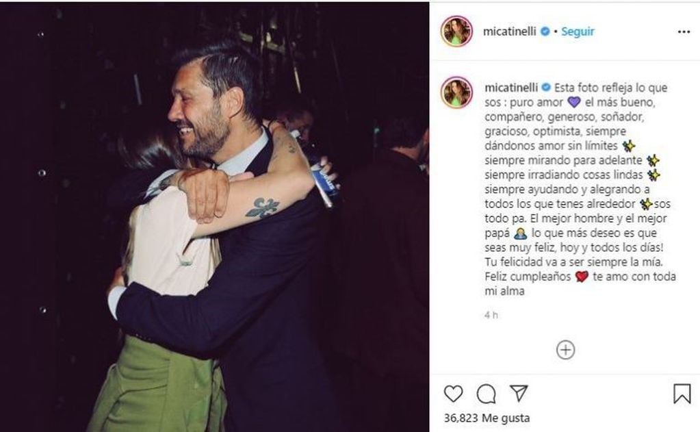 El mensaje de Micaela Tinelli a su papá en su cumpleaños (Foto: Instagram)