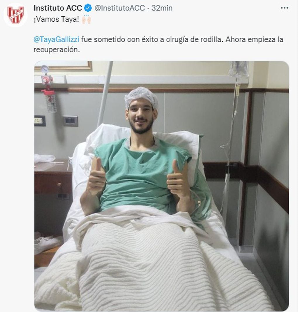 Tayavec Gallizzi, pivote de Instituto, fue intervenido con éxito por una lesión en la rodilla.