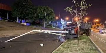Posadas: camión despistó y derribó un poste de luz