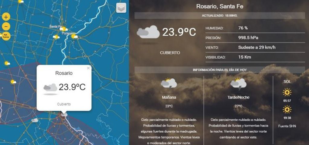 Se viene la tormenta hacia Rosario