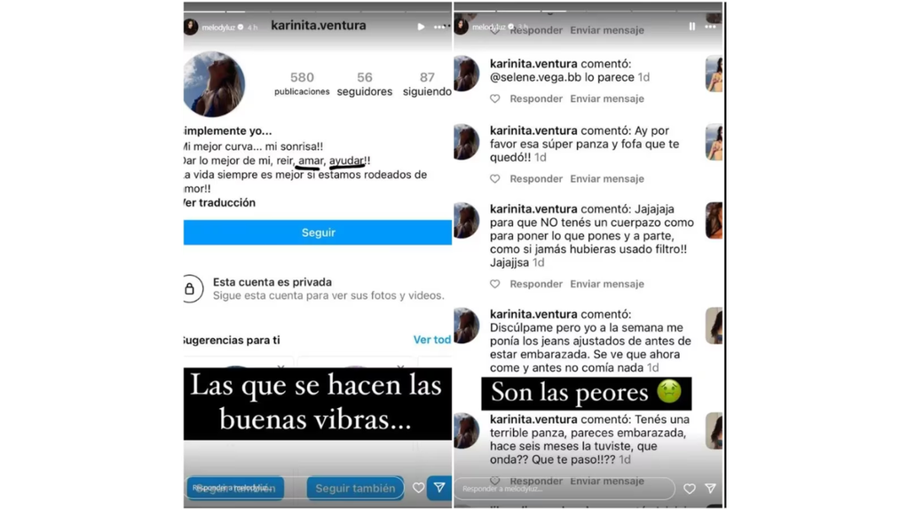 Melody Luz escrachó a una usuaria de Instagram tras recibir críticas a su cuerpo.