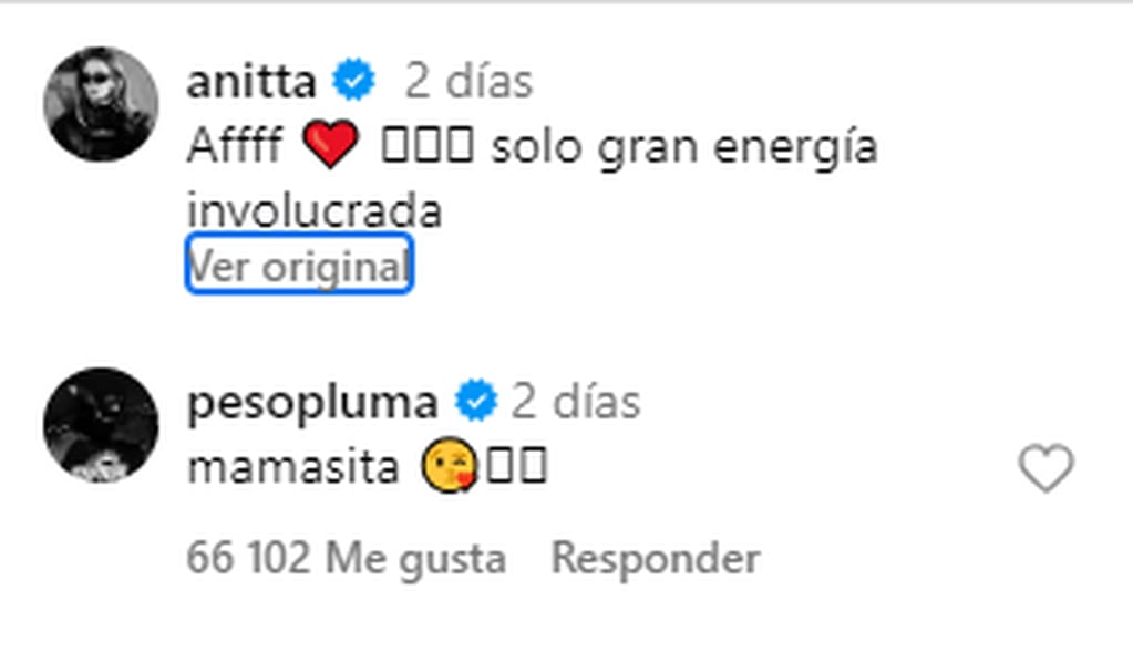Los mensajes en Instagram entre Anitta y Peso Pluma