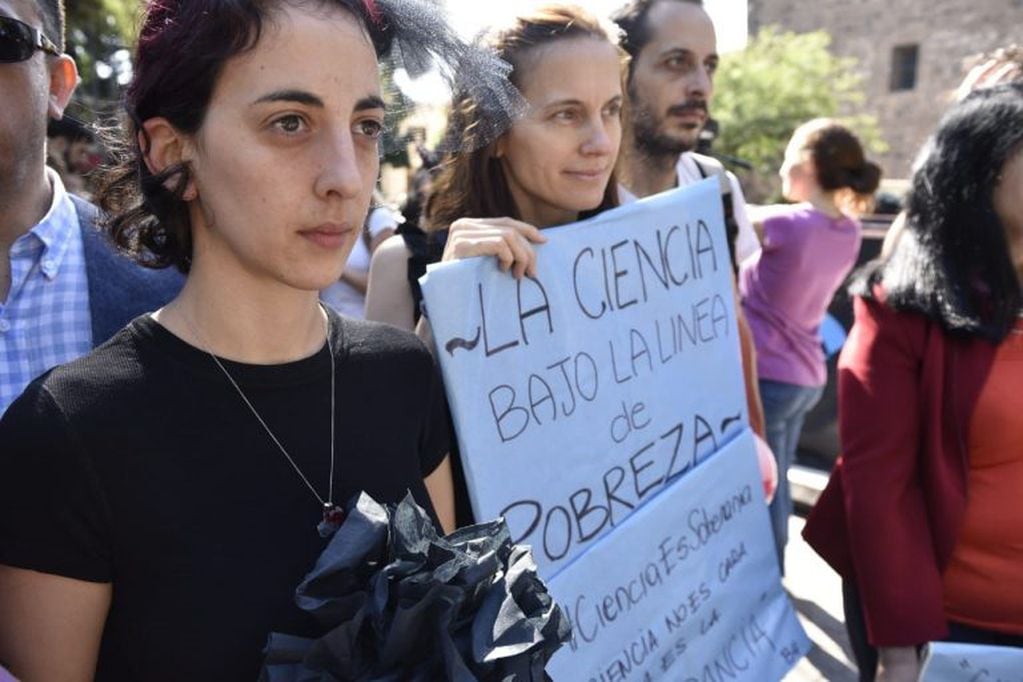 Protesta de investigadores del Conicet en Córdoba, en abril de 2019.