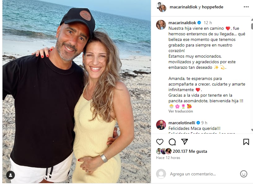 Macarena Rinaldi y Federico Hoppe anunciaron que serán padres por primera vez