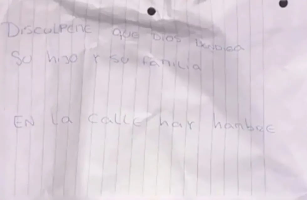 La nota con la que le devolvieron los dos motores robados (Captura de video).