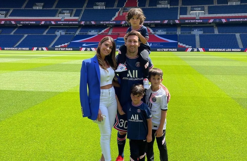 Messi con su familia en el estadio del PSG (Instagram Antonela Roccuzzo).