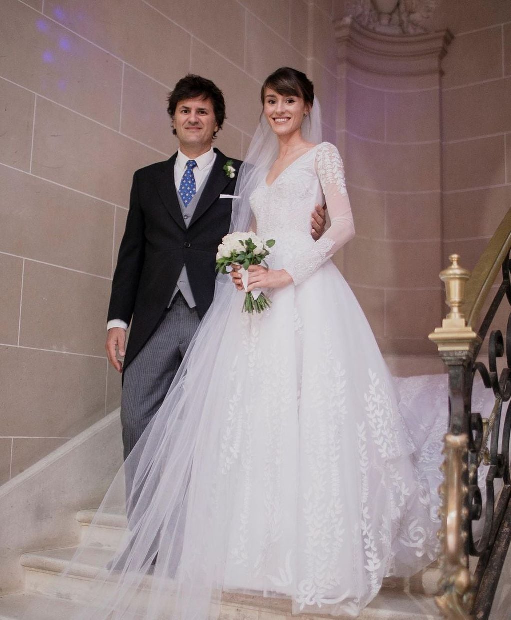 Katja Martínez y su papá, Ciro en el día de su casamiento.