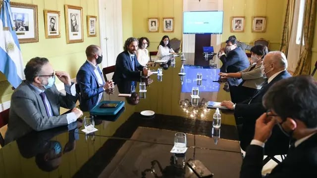 El Gabinete Económico, reunido hoy en Buenos Aires. Estuvieron Kulfas y Cafiero, entre otros. (Presidencia)