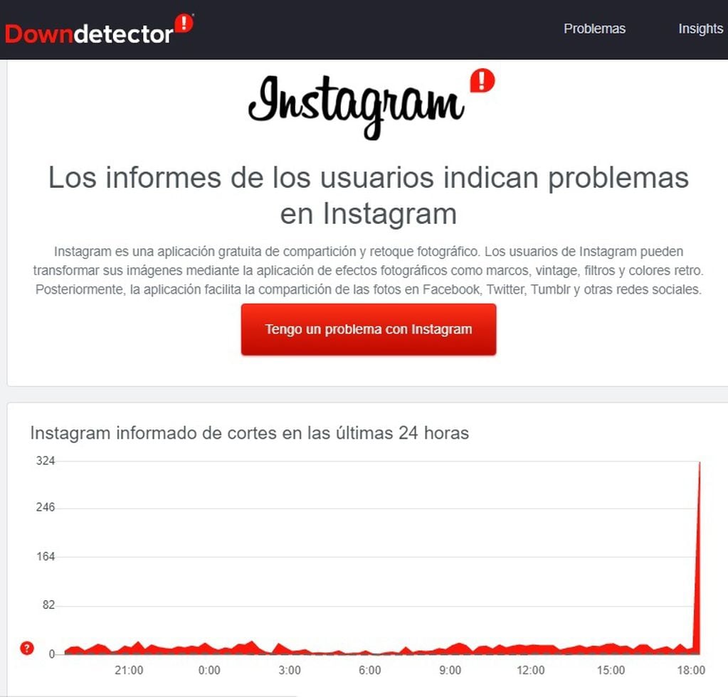 Los usuarios reportan fallas en Instagram y Facebook