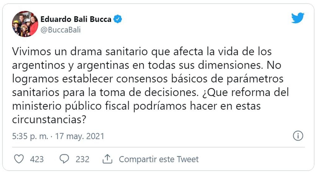 El tuit de Eduardo Bali Bucca