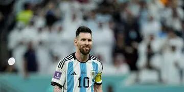 Messi. La felicidad del 10 tras el partido ante Países Bajos. (AP)