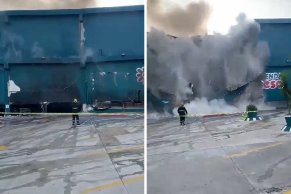 Un shopping se incendió en Punta del Este y parte de la estructura colapsó.