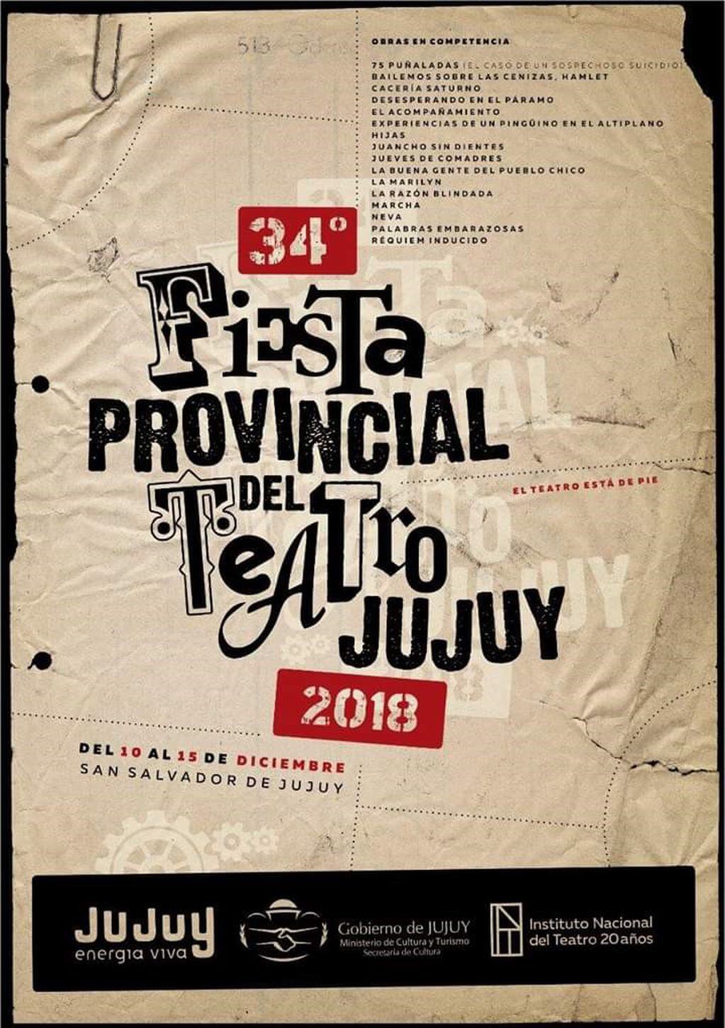 Banner promocional de la 34ta. Fiesta Provincial del Teatro