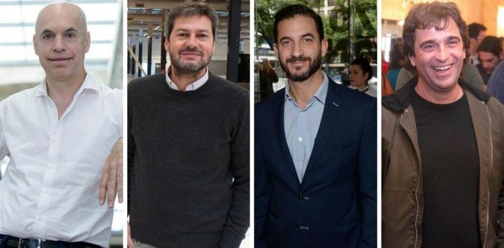 Los cuatro candidatos a Jefe de Gobierno porteño: Horacio Rodríguez Larreta, Matías Lammens, Matías Tombolini y Gabriel Solano. (Clarin)