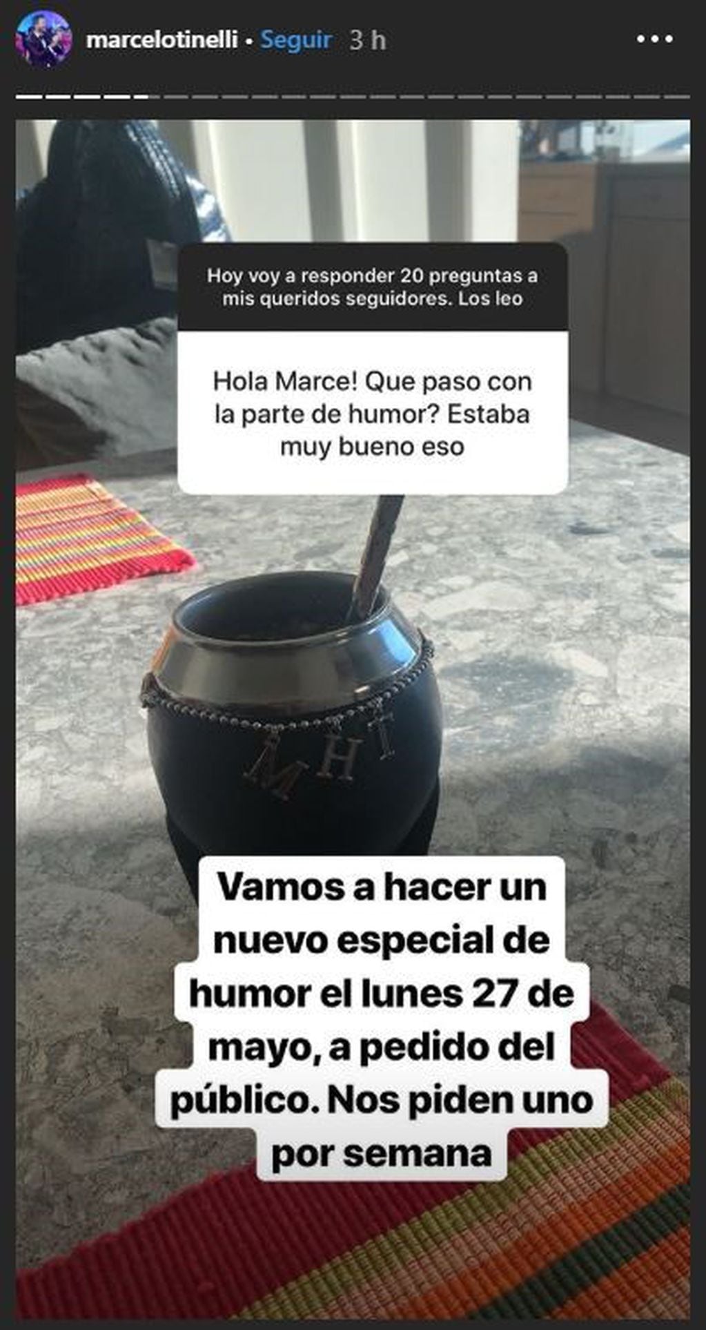 Marcelo Tinelli anunció que van a hacer un especial de humor. (Instagram)