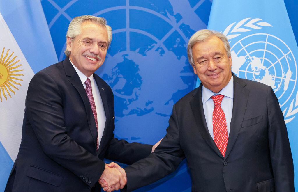 Alberto Fernández y Antonio Guterres, secretario general de la ONU