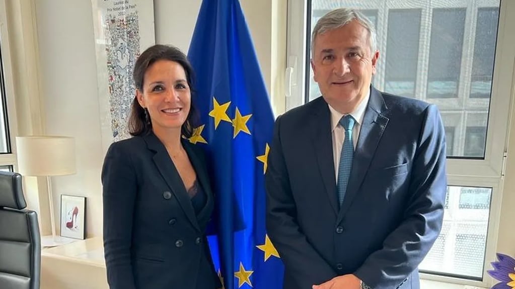 Cristina Lobillo Borrero, funcionaria de la Unión Europea, recibió al gobernador Morales en sus oficinas en Bruselas.