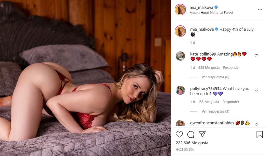 Mia Malkova y su atrevido posteo en Instagram.