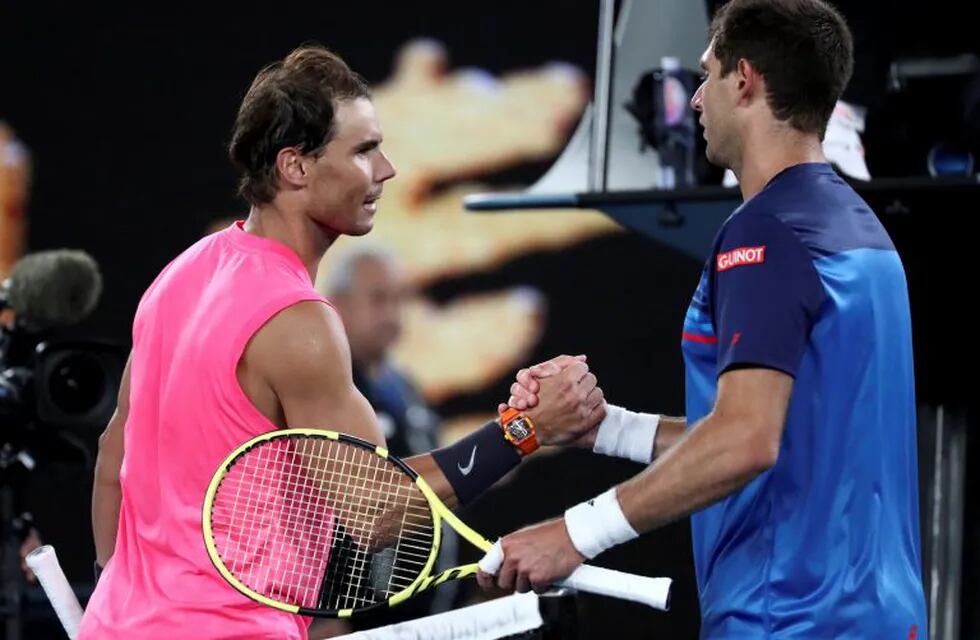 Rafael Nadal y Federico Delbonis (Foto: Dita Alangkara/AP)