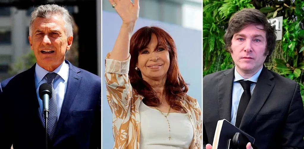 Mauricio Macri, Cristina Kirchner y Javier Milei. Foto: Clarín
