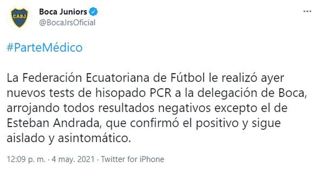 El comunicado de Boca sobre los hisopados al plantel en Ecuador.