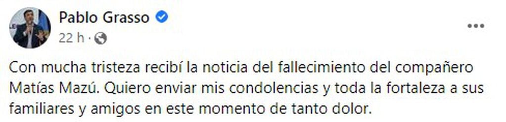 El mensaje de despedida del intendente de Río Gallegos para el diputado Matías Mazú.