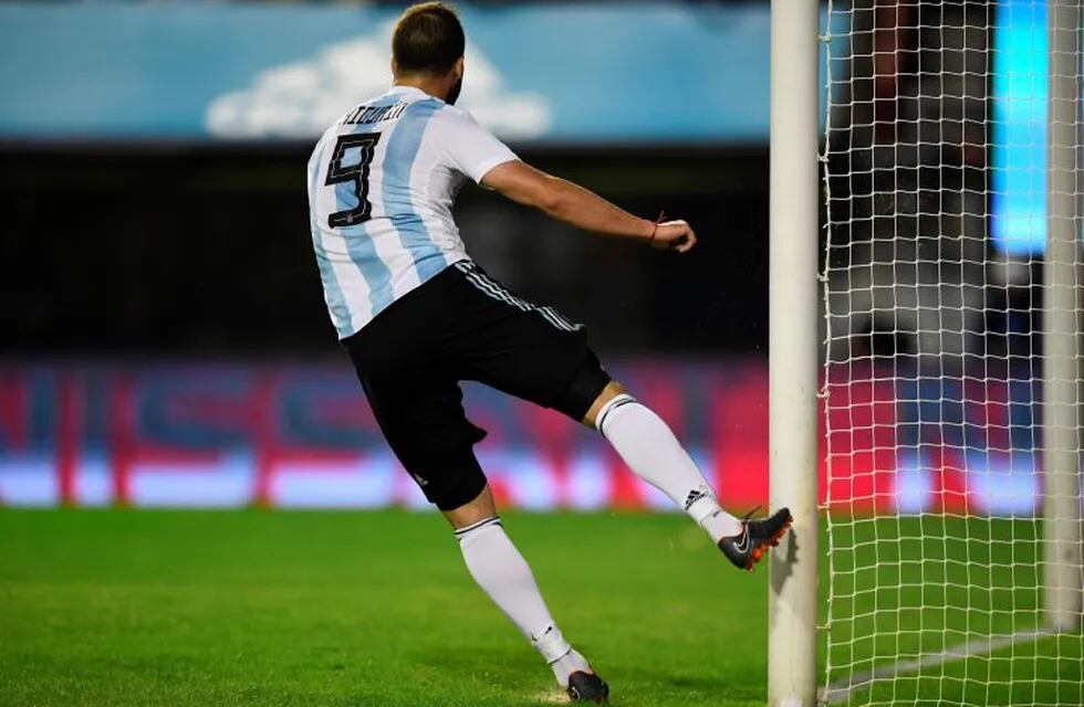 La reacción de Gonzalo Higuaín tras un fallo, una de las imágenes utilizadas para los memes post partido frente a Haití.  / AFP PHOTO / Eitan ABRAMOVICH