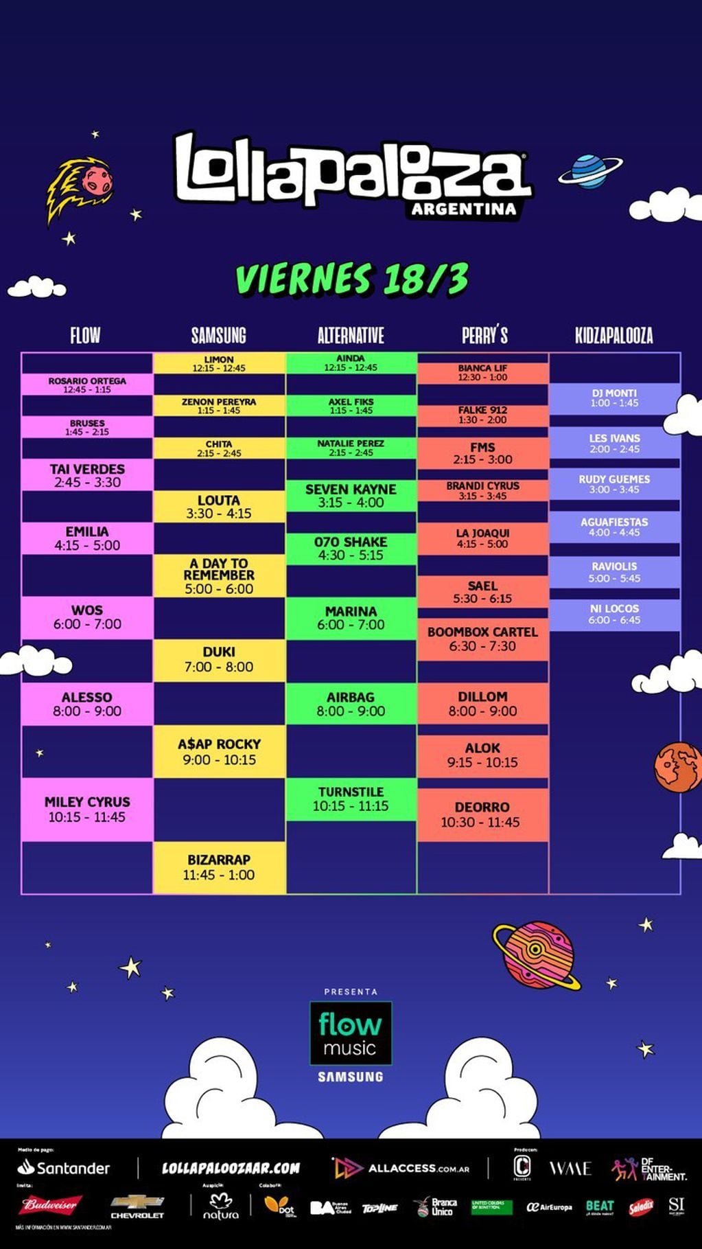 Line up del día 1 del Lollapalooza Argentina 2022