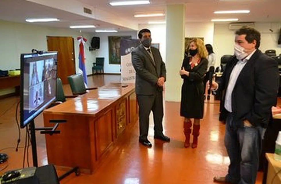 La titular del Superior Tribunal de Justicia de Misiones, María Pía Venchiarutti durante el examen por videoconferencia ante el Consejo de la Magistratuta.