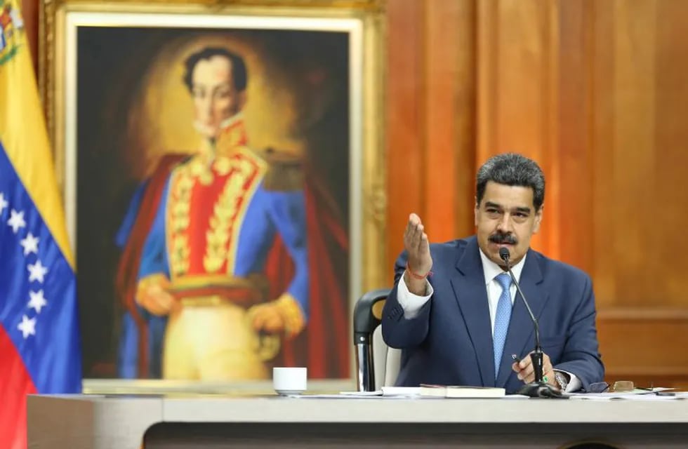 Nicolás Maduro, el 14/02/2020 en una conferencia de prensa internacional. (Marcelo Garcia/Prensa Miraflores/DPA)