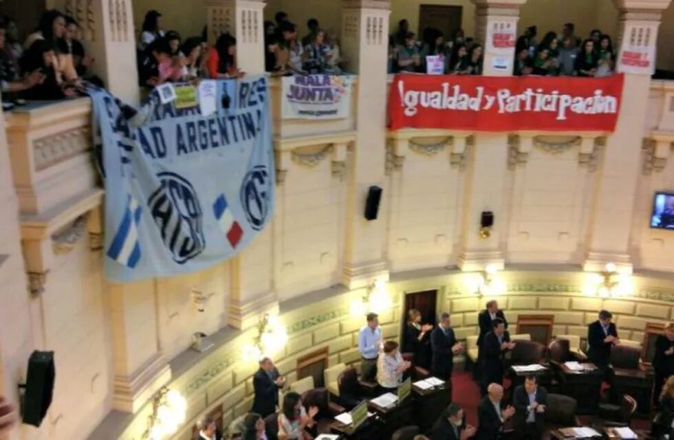 Organizaciones sociales y políticas pidieron la sanción de la ley de paridad de gu00e9nero en la Legislatura de Santa Fe.