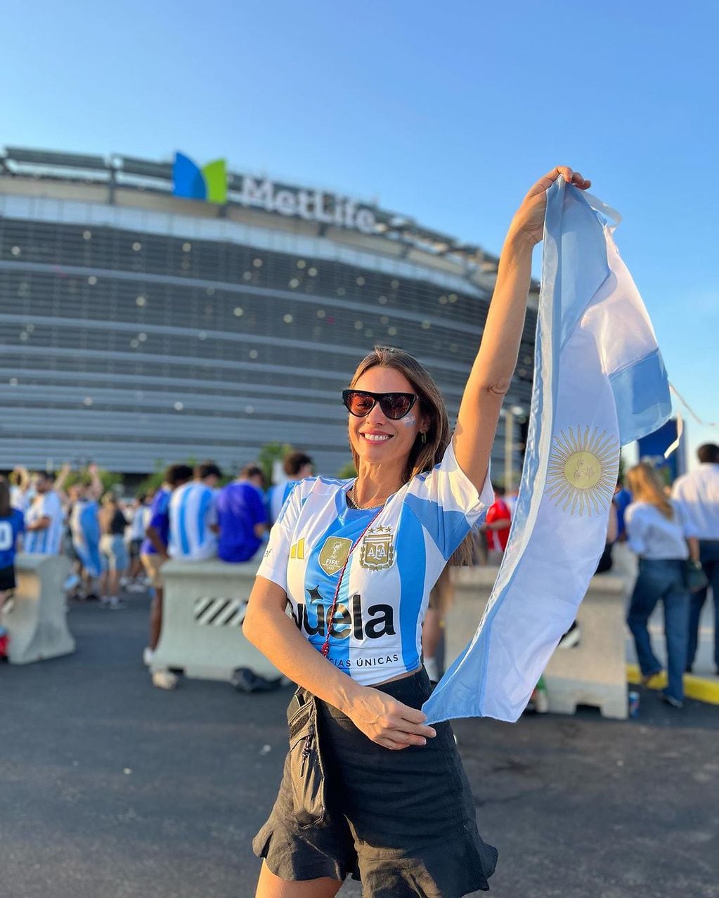 Pampita y sus postales alentando a la Selección Argentina en Nueva York