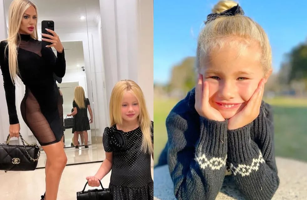 Matilda, la hija de Luciana Salazar, fue a un cumple con un vestido rojo con un abrigo animal print y abrió debate en Instagram.