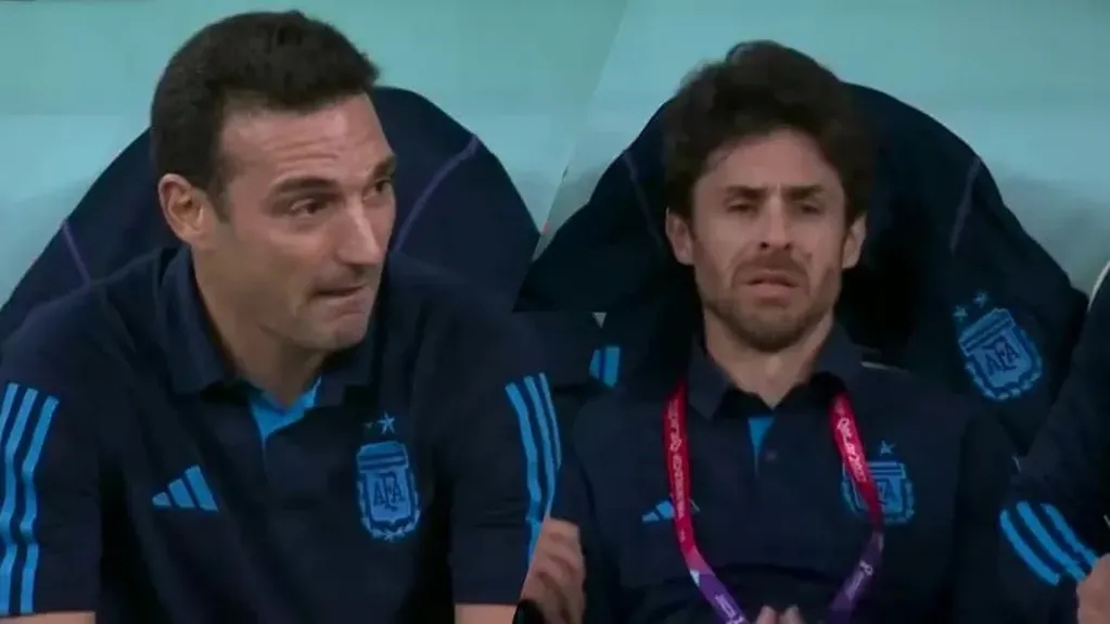 Scaloni y Aimar no pudieron aguantar las lágrimas en el partido Argentina-México.