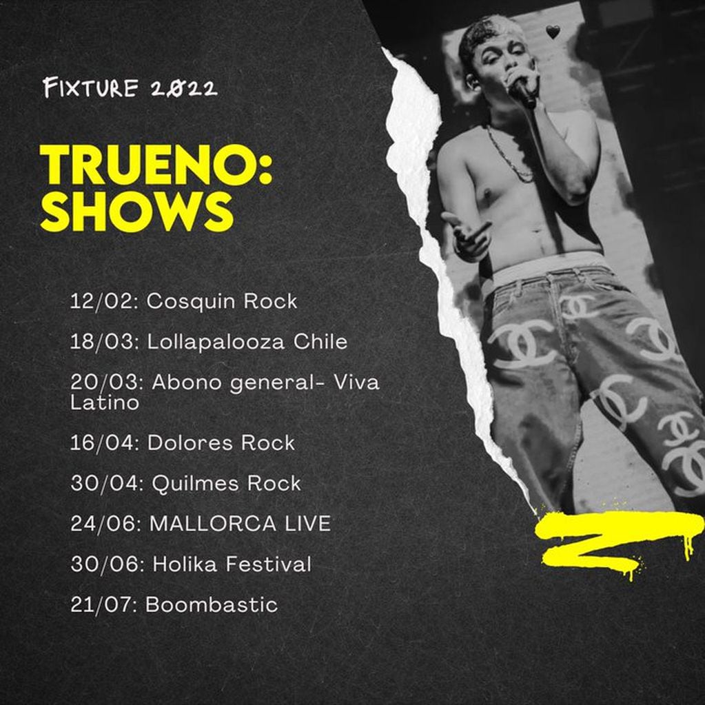 Los shows de Trueno en 2022