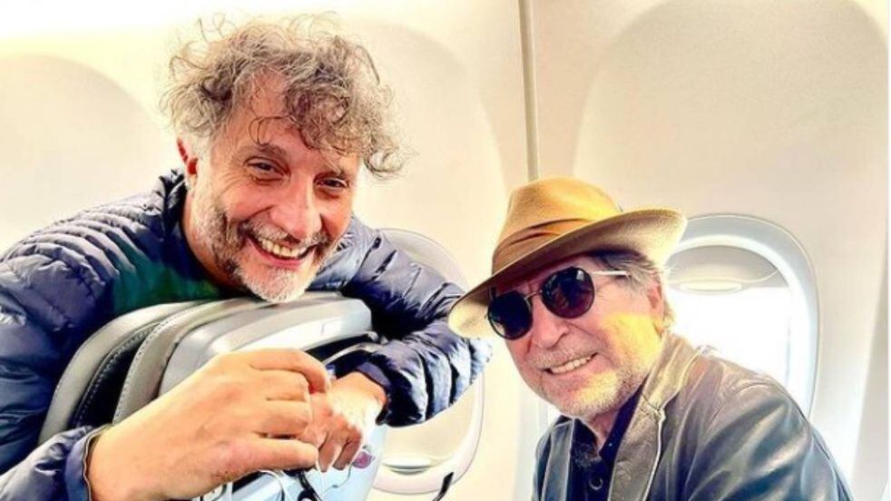Fito Páez y Joaquín Sabina viajaron juntos a la entrega de los Latin Grammy. (@fitopaezmusica)
