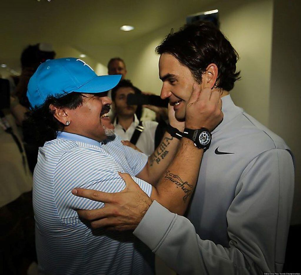 Maradona y Federer se reunieron en varias ocasiones durante los últimos años. (Foto:Archivo)