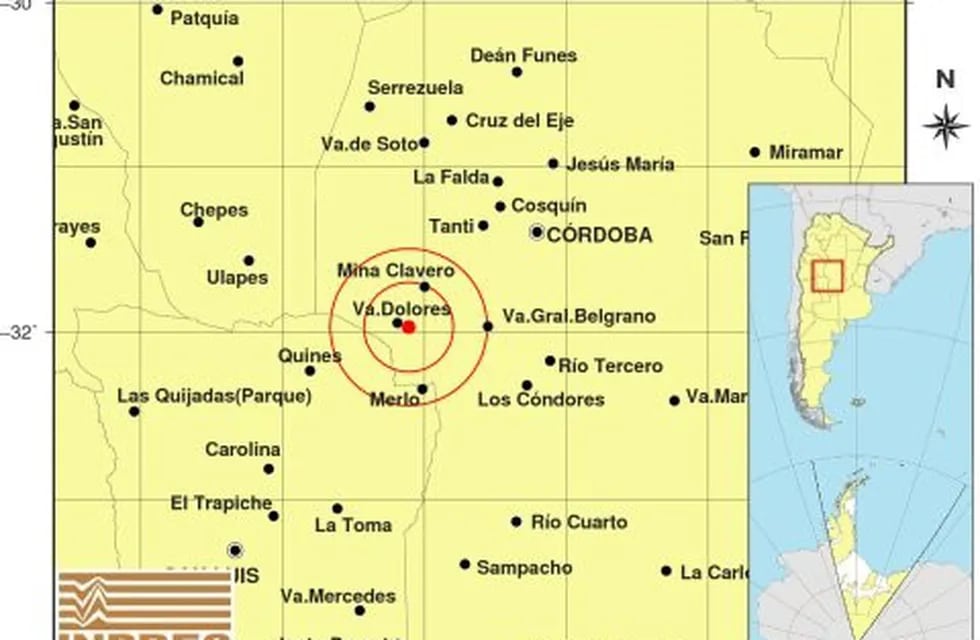 El sismo se registró en el Valle de Traslasierra en Córdoba.